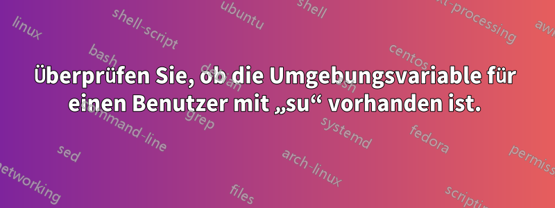 Überprüfen Sie, ob die Umgebungsvariable für einen Benutzer mit „su“ vorhanden ist.