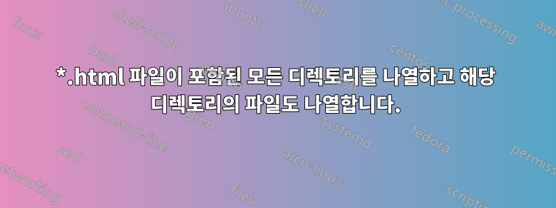 *.html 파일이 포함된 모든 디렉토리를 나열하고 해당 디렉토리의 파일도 나열합니다.