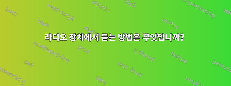 라디오 장치에서 듣는 방법은 무엇입니까?