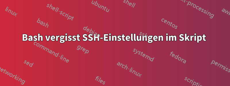 Bash vergisst SSH-Einstellungen im Skript