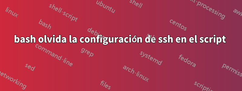 bash olvida la configuración de ssh en el script