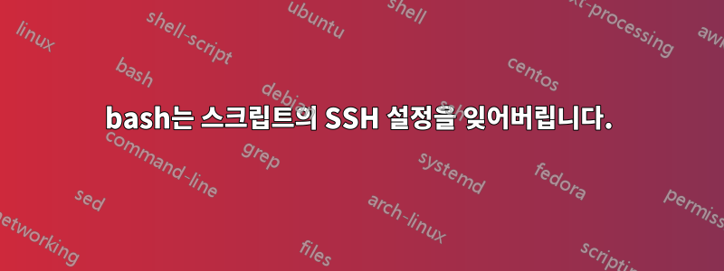 bash는 스크립트의 SSH 설정을 잊어버립니다.