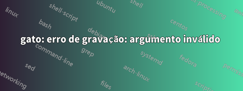 gato: erro de gravação: argumento inválido