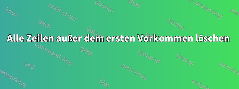 Alle Zeilen außer dem ersten Vorkommen löschen