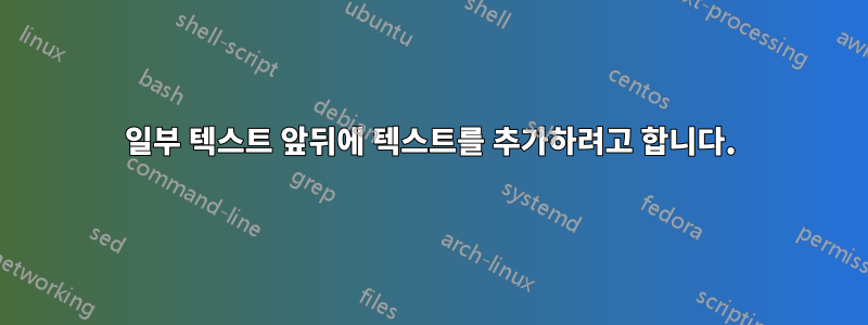 일부 텍스트 앞뒤에 텍스트를 추가하려고 합니다.