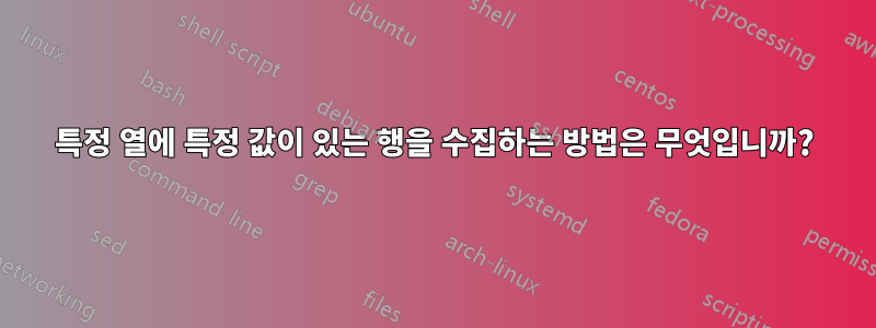 특정 열에 특정 값이 있는 행을 수집하는 방법은 무엇입니까?