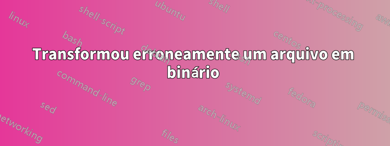 Transformou erroneamente um arquivo em binário