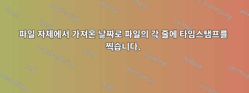 파일 자체에서 가져온 날짜로 파일의 각 줄에 타임스탬프를 찍습니다.