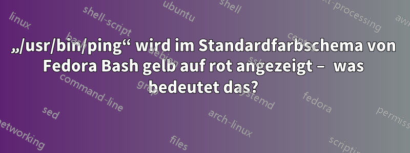 „/usr/bin/ping“ wird im Standardfarbschema von Fedora Bash gelb auf rot angezeigt – was bedeutet das?