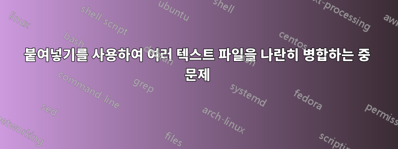 붙여넣기를 사용하여 여러 텍스트 파일을 나란히 병합하는 중 문제