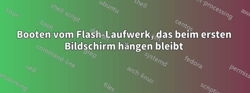 Booten vom Flash-Laufwerk, das beim ersten Bildschirm hängen bleibt