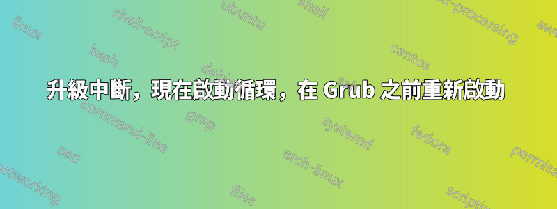 升級中斷，現在啟動循環，在 Grub 之前重新啟動