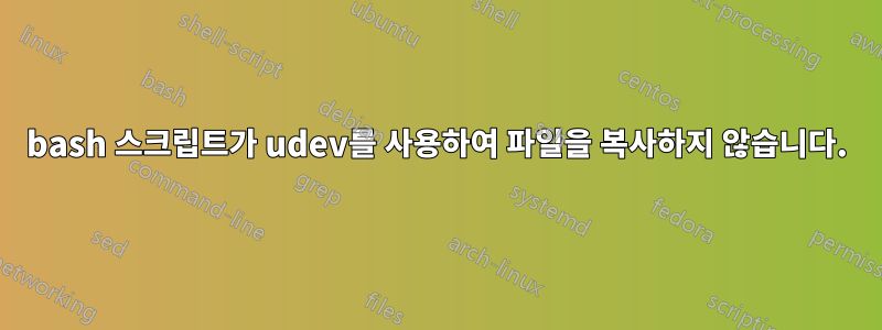 bash 스크립트가 udev를 사용하여 파일을 복사하지 않습니다.