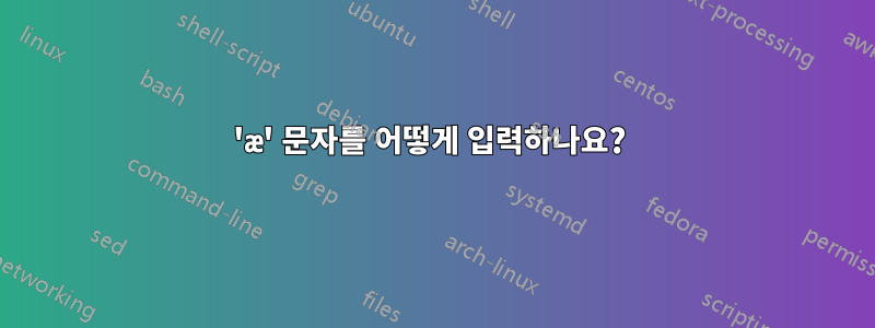 'æ' 문자를 어떻게 입력하나요? 