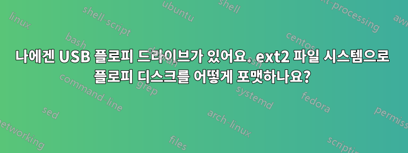 나에겐 USB 플로피 드라이브가 있어요. ext2 파일 시스템으로 플로피 디스크를 어떻게 포맷하나요?