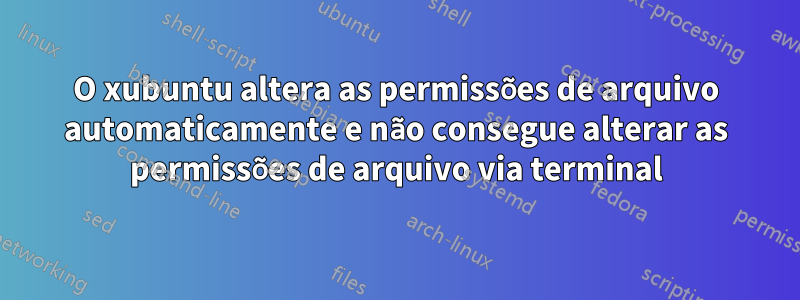 O xubuntu altera as permissões de arquivo automaticamente e não consegue alterar as permissões de arquivo via terminal