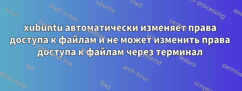 xubuntu автоматически изменяет права доступа к файлам и не может изменить права доступа к файлам через терминал