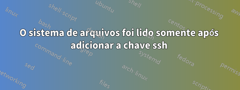 O sistema de arquivos foi lido somente após adicionar a chave ssh