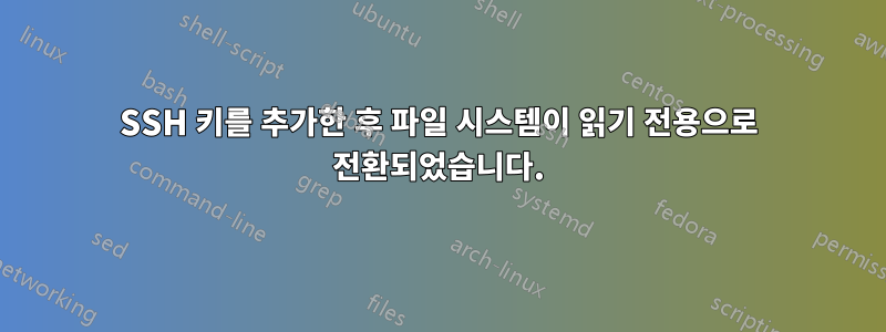 SSH 키를 추가한 후 파일 시스템이 읽기 전용으로 전환되었습니다.