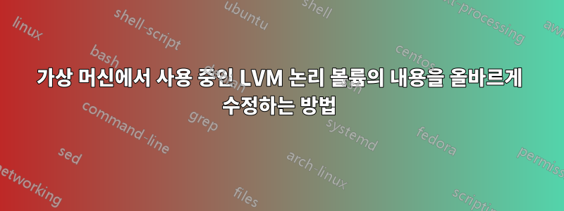 가상 머신에서 사용 중인 LVM 논리 볼륨의 내용을 올바르게 수정하는 방법