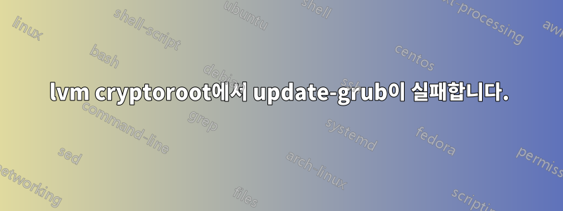 lvm cryptoroot에서 update-grub이 실패합니다.