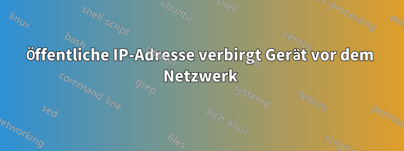 Öffentliche IP-Adresse verbirgt Gerät vor dem Netzwerk