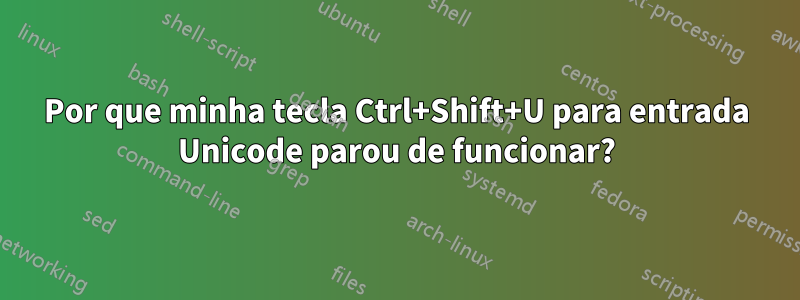 Por que minha tecla Ctrl+Shift+U para entrada Unicode parou de funcionar?