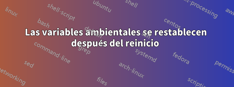 Las variables ambientales se restablecen después del reinicio 