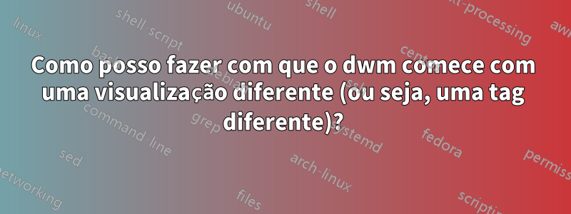 Como posso fazer com que o dwm comece com uma visualização diferente (ou seja, uma tag diferente)?