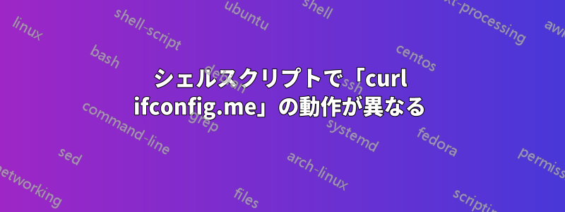 シェルスクリプトで「curl ifconfig.me」の動作が異なる