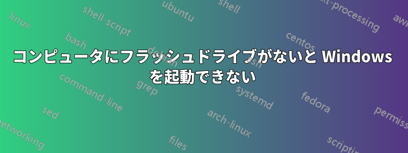 コンピュータにフラッシュドライブがないと Windows を起動できない