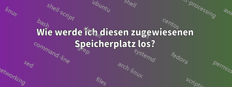 Wie werde ich diesen zugewiesenen Speicherplatz los?