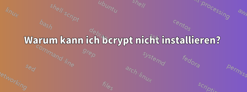 Warum kann ich bcrypt nicht installieren?