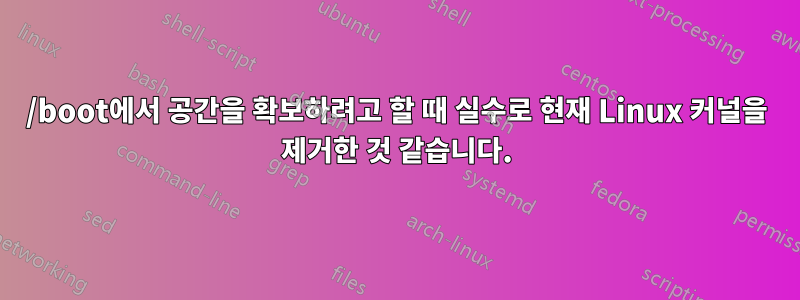 /boot에서 공간을 확보하려고 할 때 실수로 현재 Linux 커널을 제거한 것 같습니다.