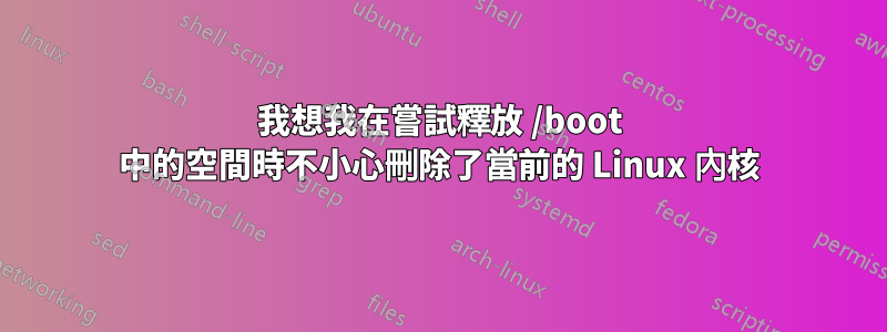 我想我在嘗試釋放 /boot 中的空間時不小心刪除了當前的 Linux 內核