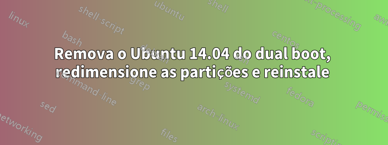 Remova o Ubuntu 14.04 do dual boot, redimensione as partições e reinstale