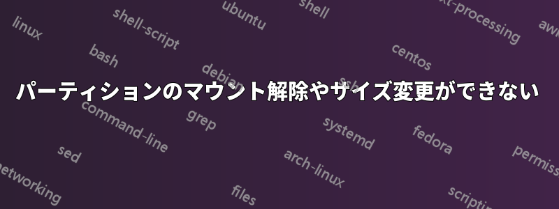 パーティションのマウント解除やサイズ変更ができない