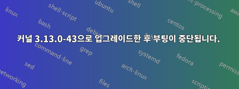 커널 3.13.0-43으로 업그레이드한 후 부팅이 중단됩니다.