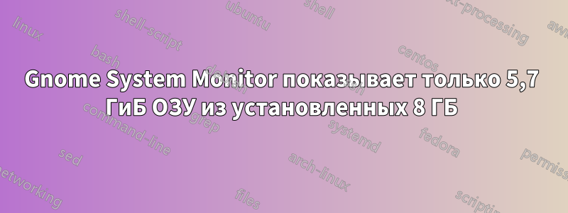 Gnome System Monitor показывает только 5,7 ГиБ ОЗУ из установленных 8 ГБ