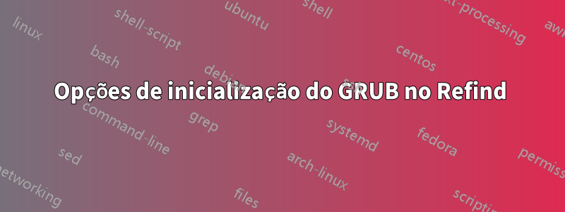 Opções de inicialização do GRUB no Refind