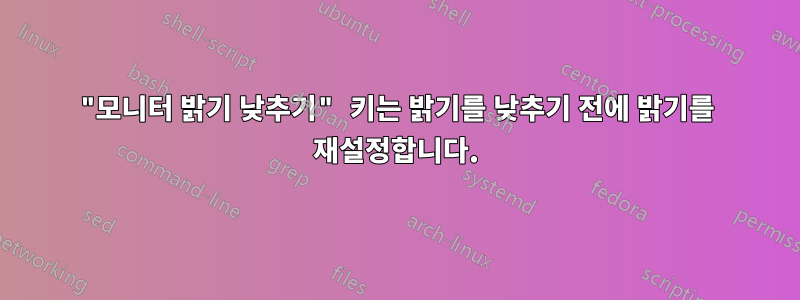 "모니터 밝기 낮추기" 키는 밝기를 낮추기 전에 밝기를 재설정합니다.