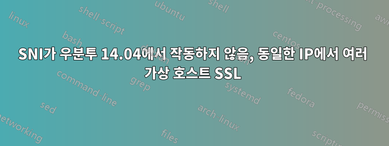 SNI가 우분투 14.04에서 작동하지 않음, 동일한 IP에서 여러 가상 호스트 SSL