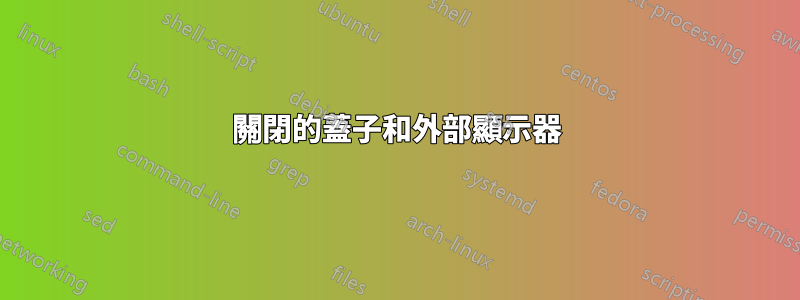 關閉的蓋子和外部顯示器