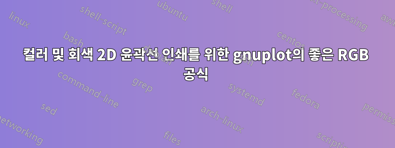 컬러 및 회색 2D 윤곽선 인쇄를 위한 gnuplot의 좋은 RGB 공식