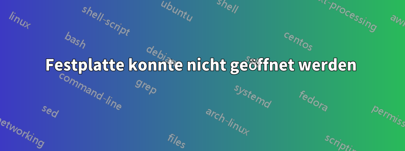 Festplatte konnte nicht geöffnet werden