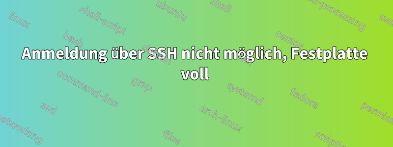 Anmeldung über SSH nicht möglich, Festplatte voll