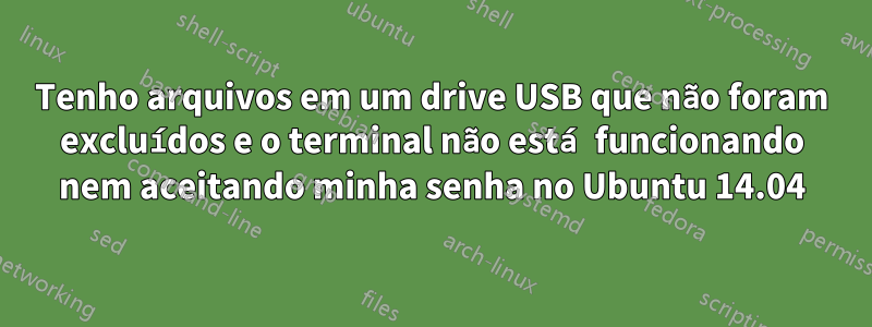 Tenho arquivos em um drive USB que não foram excluídos e o terminal não está funcionando nem aceitando minha senha no Ubuntu 14.04