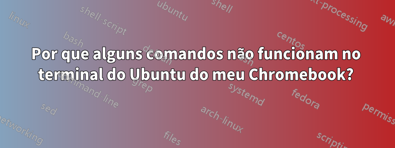 Por que alguns comandos não funcionam no terminal do Ubuntu do meu Chromebook?