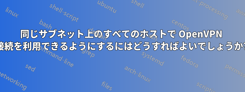 同じサブネット上のすべてのホストで OpenVPN 接続を利用できるようにするにはどうすればよいでしょうか?