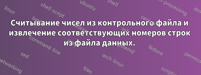 Считывание чисел из контрольного файла и извлечение соответствующих номеров строк из файла данных.